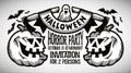 Halloween retro black-and-white invitation