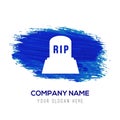 Halloween RIP Grave Stone icon - Blue watercolor background Royalty Free Stock Photo