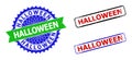 HALLOWEEN Rosette and Rectangle Bicolor Seals with Distress Surfaces