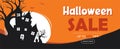 Halloween sale banner background. Halloween illustration template for poster, flyer, sale, and all design Royalty Free Stock Photo
