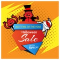 Halloween sale banner. designs for posters, backgrounds, cards, banners, stickers, etc