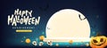 Halloween sale banner moon night scene with product display and copy space