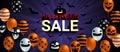 Halloween Sale banner with scary balloon Halloween celebration concept