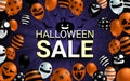 Halloween Sale banner with scary balloon design