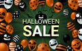 Halloween Sale banner with scary balloon design