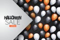 Halloween sale design poster page for advertisement or invitation to a trick or trat october 31 nights. Black, white, and orange h