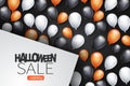 Halloween sale design poster page for advertisement or invitation to a trick or trat october 31 nights. Black, white, and orange h