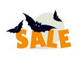 Halloween sale with flying bats