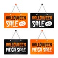 Halloween Sale - Halloween Mega Sale hanging Signs. Eps10 Vector.