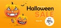 Halloween sale message with pumpkins,  Halloween. Royalty Free Stock Photo