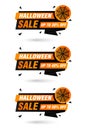 Halloween sale origami black labels set. Sale 30%, 40%, 50% off discount