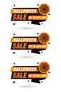 Halloween sale origami black labels set. Sale 35%, 45%, 55% off discount