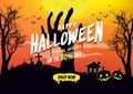 Halloween sale poster or banner design. Website spooky or banner template. Royalty Free Stock Photo