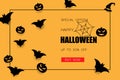 Halloween sale poster, banner with pumpkins and bats.
