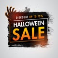 Halloween Sale poster or template design with 75% discount offer on brush stroke. Royalty Free Stock Photo