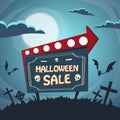 Halloween Sale Promotional Sign Board Cemetery Royalty Free Stock Photo