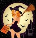 Halloween sale. Sexual shopping witch