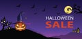 Halloween Sale special offer banner template with  a scary pumpkin for holiday shopping. Limited time only Royalty Free Stock Photo