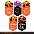 Halloween Sale Tags Set. Vector collection of special discount tag label for Halloween Royalty Free Stock Photo