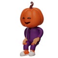 Halloween Scarecrow 3D Cartoon Picture with funny sitting poses