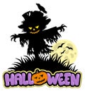 Halloween scarecrow with full moon Royalty Free Stock Photo