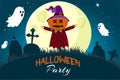 Halloween Scarecrow. Happy Halloween holiday party invitation Royalty Free Stock Photo