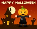 Halloween Scarecrow and Haunted House Royalty Free Stock Photo