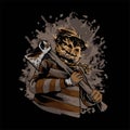 Halloween Scarecrow Killer with axe Illustration Royalty Free Stock Photo