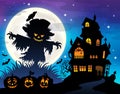 Halloween scarecrow silhouette theme 1 Royalty Free Stock Photo