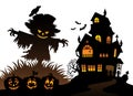 Halloween scarecrow silhouette theme 3 Royalty Free Stock Photo