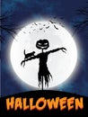 Halloween scarecrow silhouette theme - eps10 vector illustration. Royalty Free Stock Photo