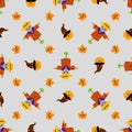 Halloween scarecrow vector pattern. Cartoon style. Kawaii character Royalty Free Stock Photo