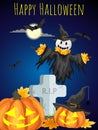 A halloween Scarecrows with Happy Halloween text