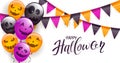 Halloween Scary Balloons and Pennants on White Background