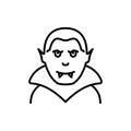 Halloween Scary Dracula Line Icon. Black Cute Vampire Character Outline Pictogram. Spooky Dracula Vamp Portrait Linear
