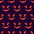 Halloween scary faces seamless pattern. Jack-o-lantern, pumpkin face. Vector Royalty Free Stock Photo