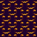 Halloween scary faces seamless pattern. Jack-o-lantern, pumpkin face. Vector Royalty Free Stock Photo