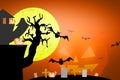 Halloween scary full moon and dead tree together with a horror b Royalty Free Stock Photo