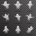 Halloween white scary ghost isolated template transparent night background vector illustration Royalty Free Stock Photo