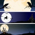 Halloween scary moon banner backgrounds Royalty Free Stock Photo