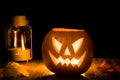 Halloween scary pumpkin, dreadful lights