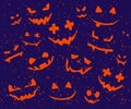 Halloween Scary Pumpkin Faces Background