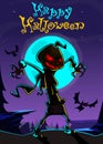 Halloween scary pumpkin scarecrow,vector illustration Royalty Free Stock Photo
