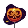 Halloween scary pumpkin shaped lollipop Royalty Free Stock Photo
