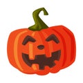 Halloween Scary Pumpkin, Spooky Creepy Vegetable with Smiling Face, Happy Halloween Object Cartoon Style Vector