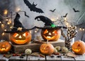 Halloween Scary Pumpkins Royalty Free Stock Photo