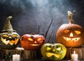 Halloween Scary Pumpkins Royalty Free Stock Photo