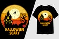 Halloween Scary Silhouette Retro Vintage T Shirt Design Royalty Free Stock Photo