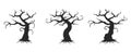 Halloween scary trees without leaves silhouette vector illustration set Royalty Free Stock Photo