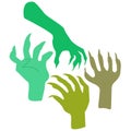 Halloween scary zombie hands silhouettes. Illustration and icon Royalty Free Stock Photo